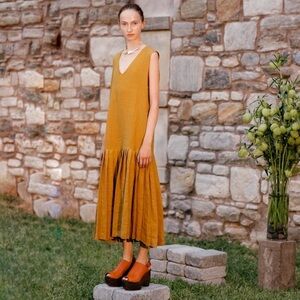 NWT Simon Miller V-Neck Sleeveless Linen Midi Dress 2017 Collection